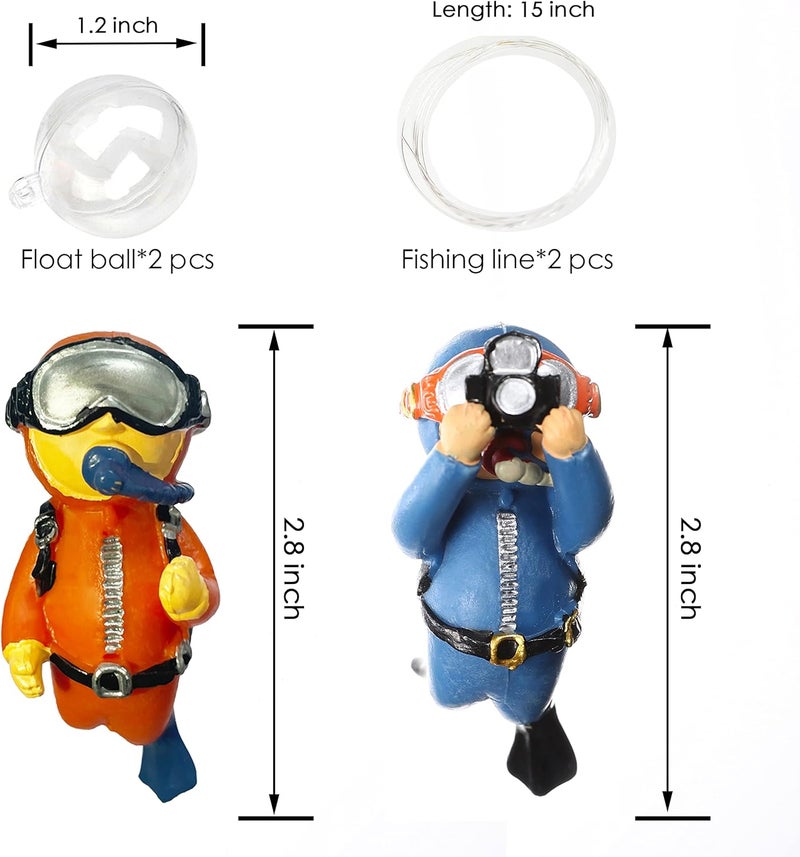 SUPTEC 2-Pack Floating Fish Tank Decorations Little Diver Aquarium Decoration Aquarium Accessories Fish Playmate for Fish Tank Suitable for All Kinds of Fish Tanks Swimming Pool - Image 3